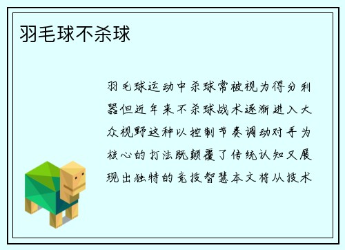 羽毛球不杀球